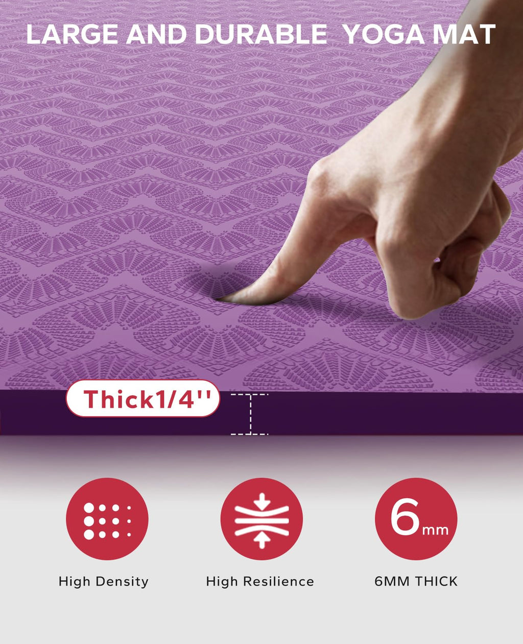 HAPBEAR Extra Large Yoga Mat - 6mm Thick Non-Slip TPE Exercise Mat