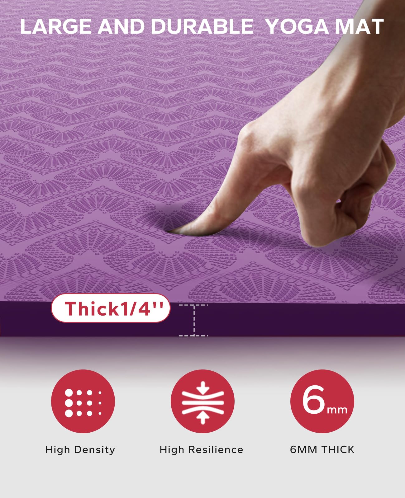 HAPBEAR Extra Large Yoga Mat - 6mm Thick Non-Slip TPE Exercise Mat