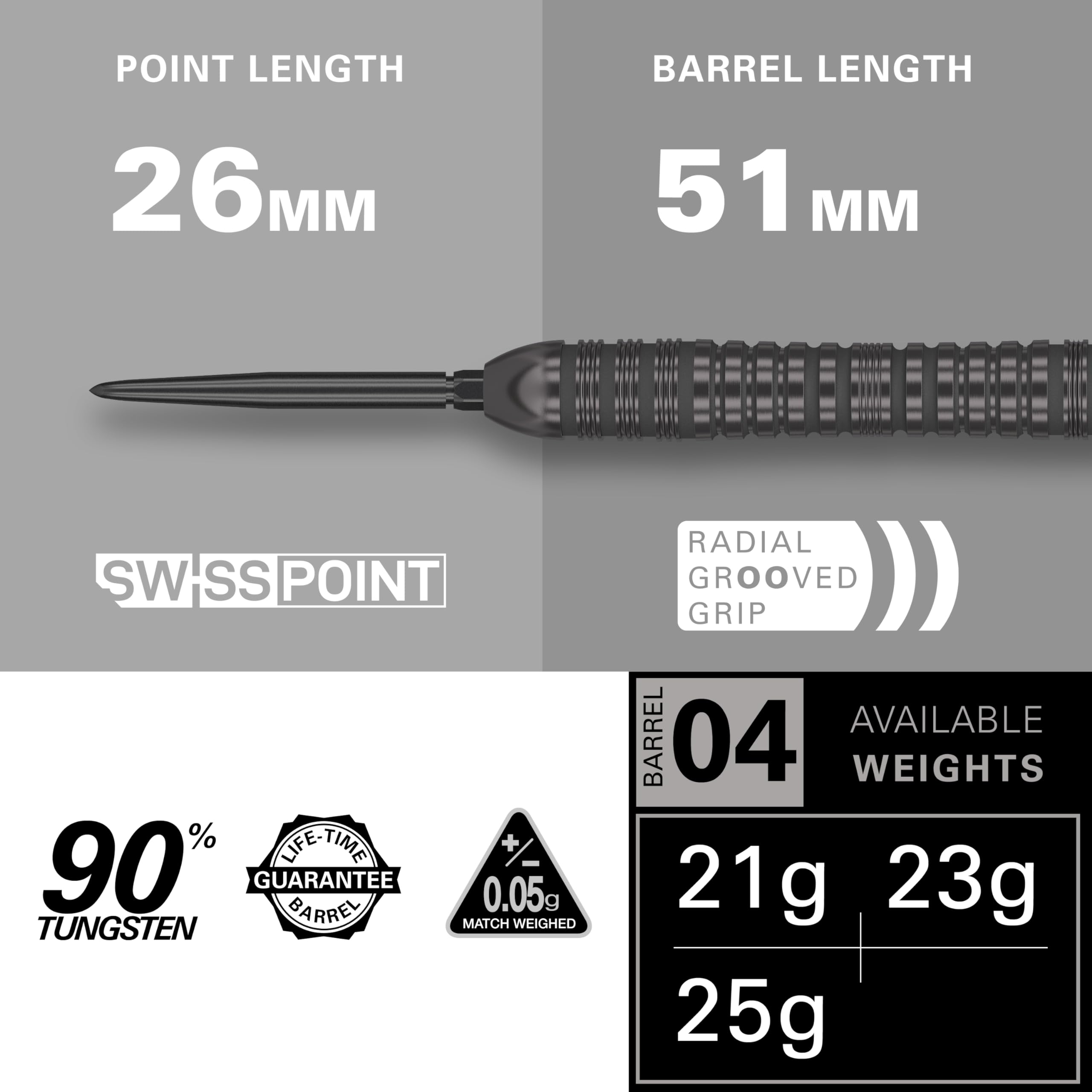 Target Darts Bolide Void 04 Steel Tip Darts - 90% Tungsten, 25g Black