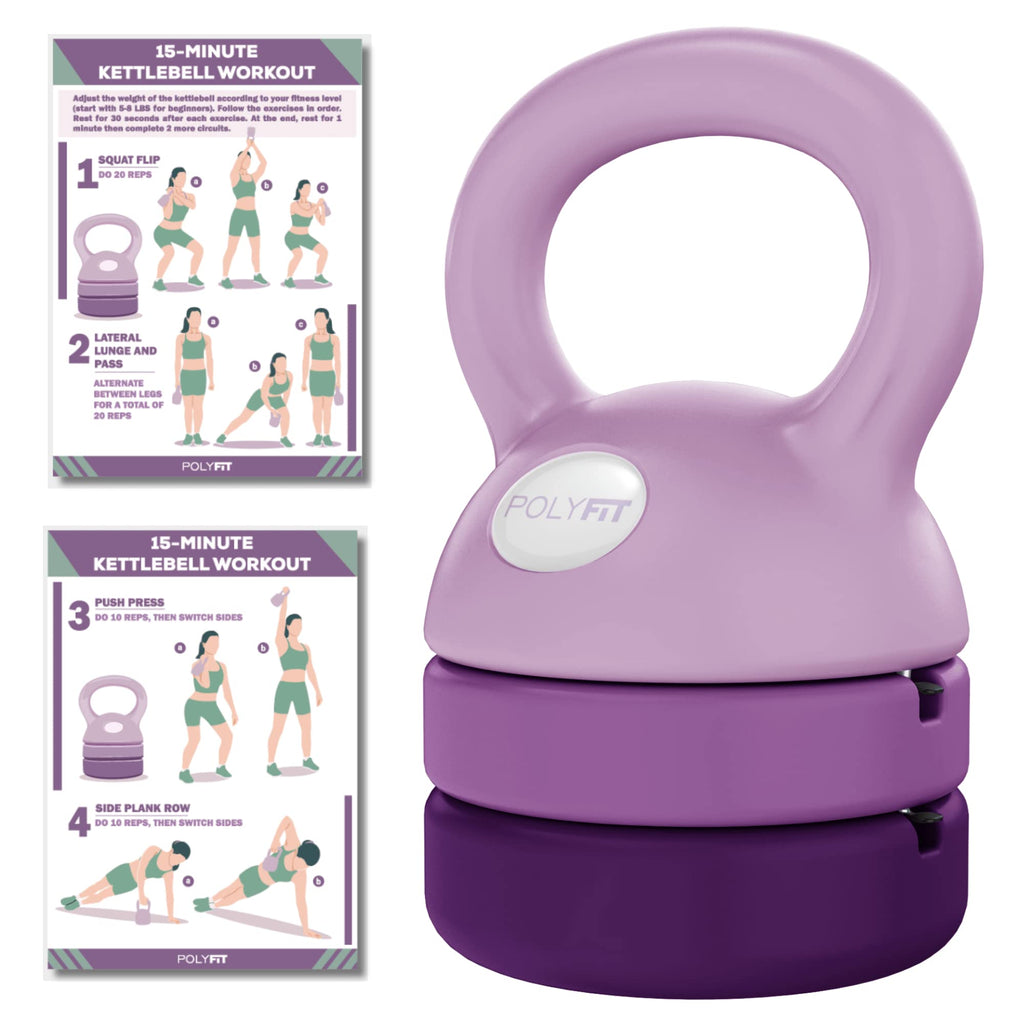 Polyfit Adjustable Kettlebell Set - 5 to 12 lbs Home Gym Strength Training