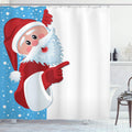 ABAKUHAUS Christmas Shower Curtain | Winter Snow Fabric Decor with Hooks