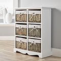 6 Drawer Wooden Storage Unit | White Wicker Basket Chest