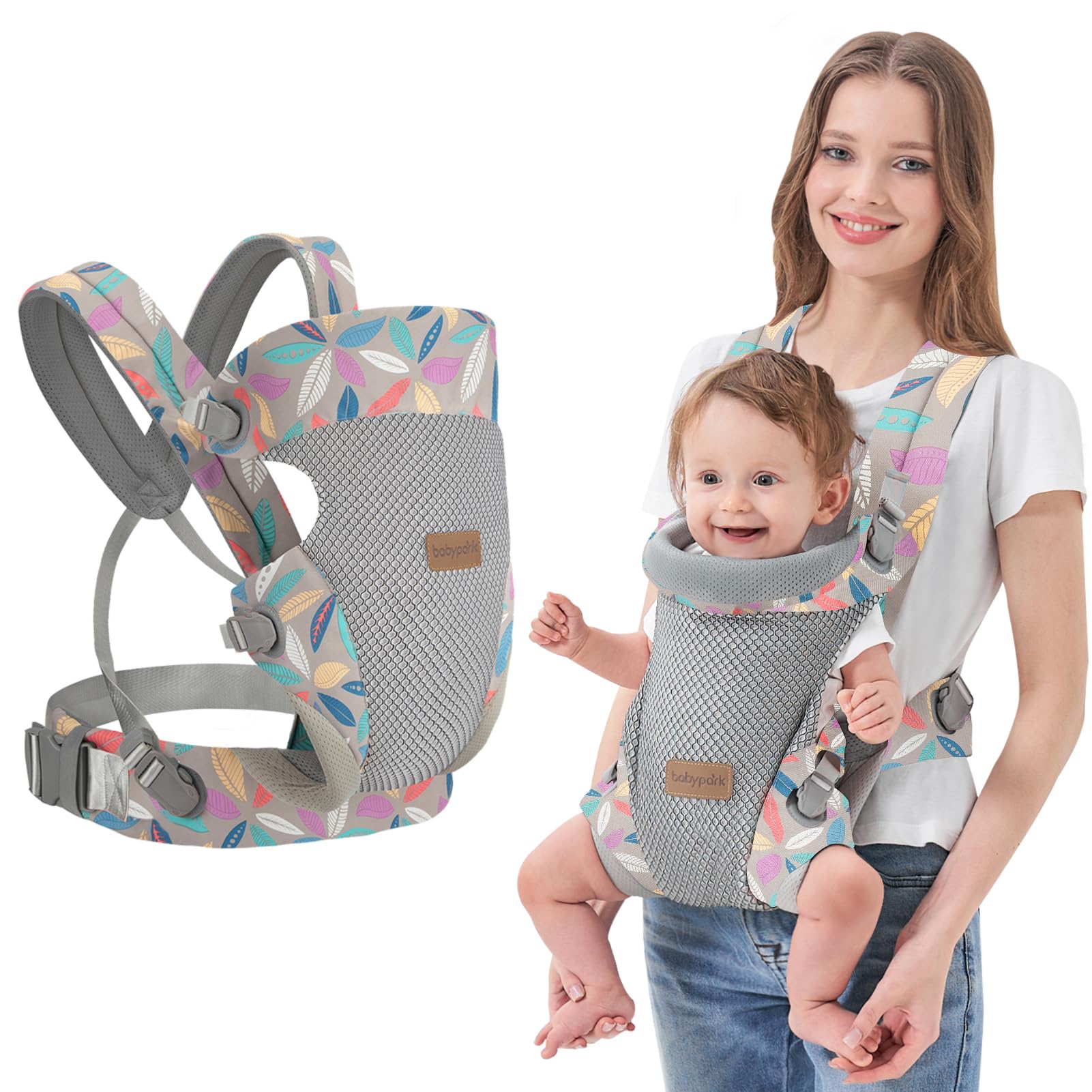 IULONEE Ergonomic Baby Carrier with Lumbar Support – Blue, 3-36 Months