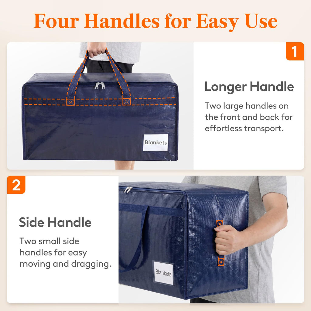 Lifewit 4 Pack Large Moving Bags with Lids and Sturdy Handles, Dark Blue - image 3