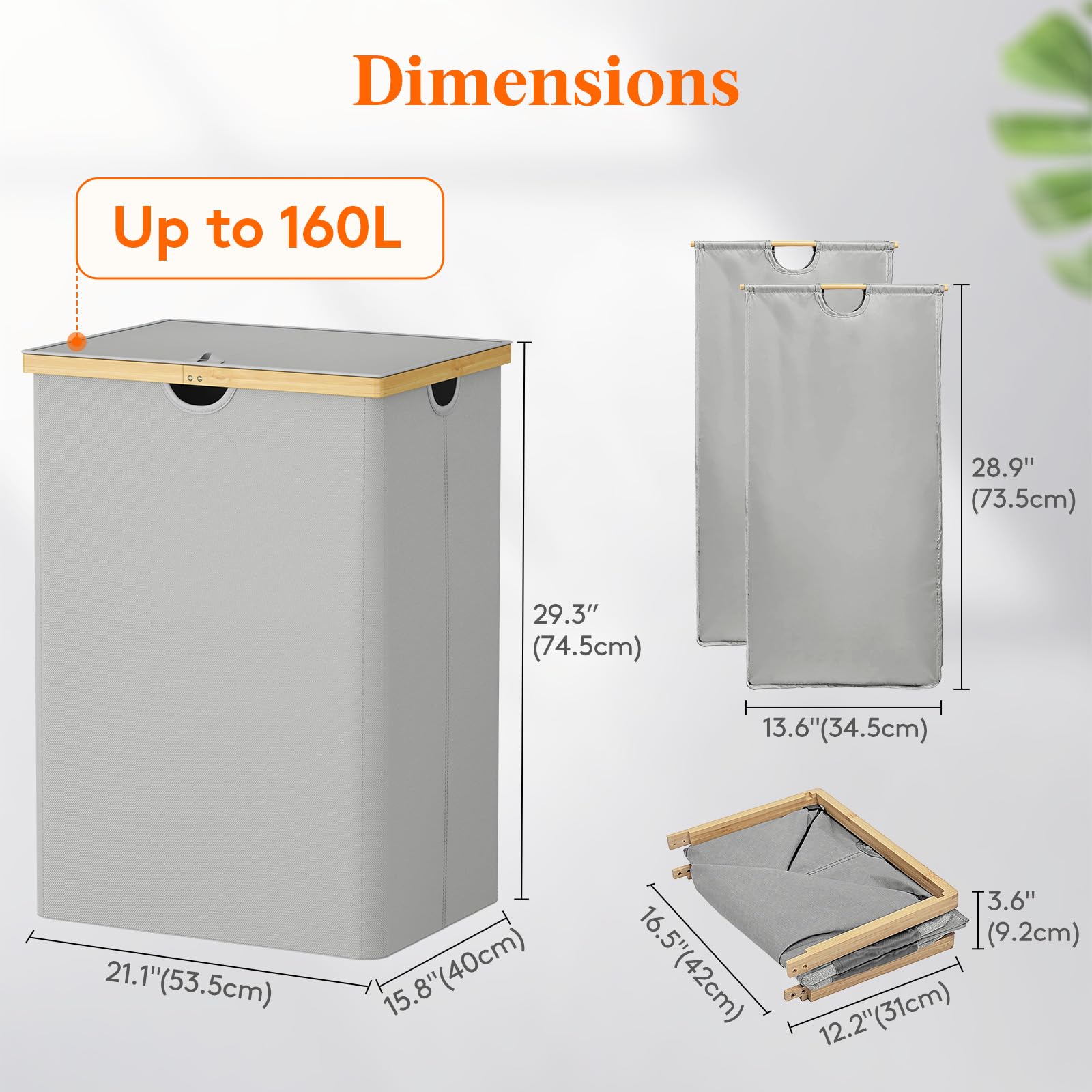 Lifewit 160L Double Laundry Hamper | Extra Large Bamboo Sorting Basket