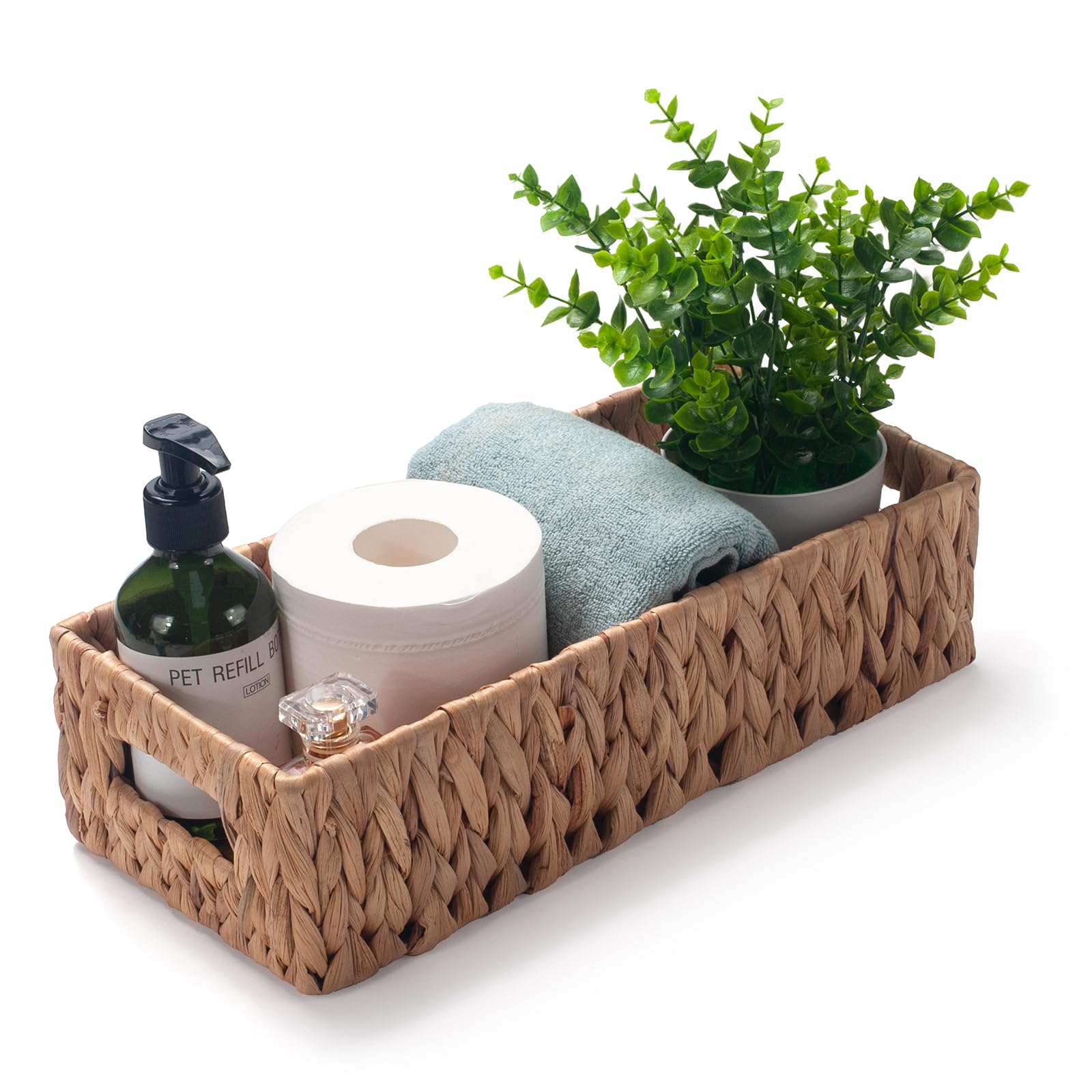 Water Hyacinth Toilet Paper Basket – Narrow Wicker Storage