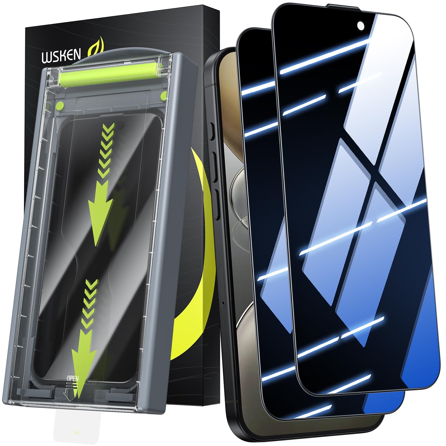 WSKEN iPhone 17/16 Pro Privacy Screen Protector – 9H Tempered Glass
