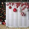 Ttincceer Christmas Shower Curtain | Retro White Wood & Red Ball | 180x180cm
