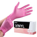 OKIAAS Pink Vinyl Gloves - Latex-Free Food Safe Disposable, 100 Count