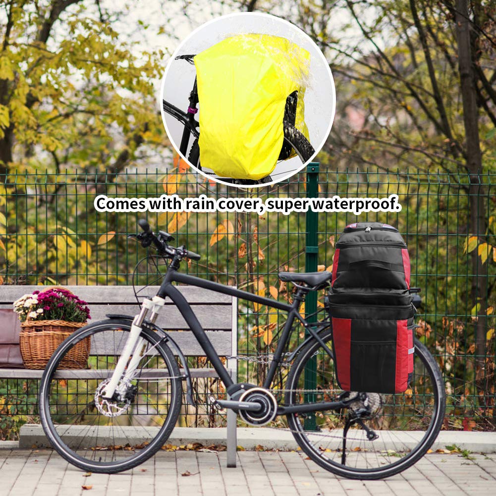 PELLOR 70L Waterproof 3-in-1 MTB Bike Rear Pannier Bag with Rain Cover