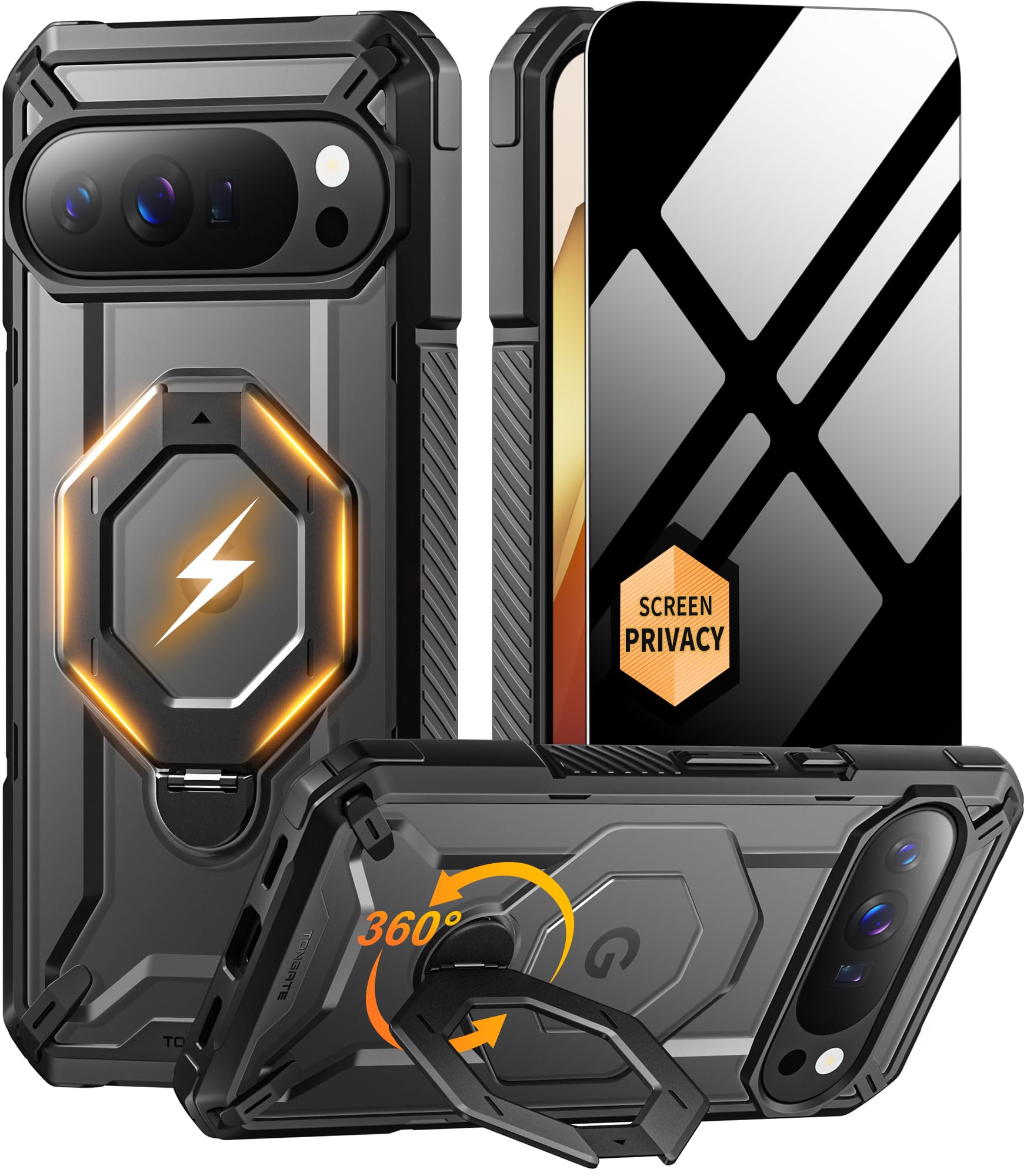 Tongate Pixel 10 Pro Case – Rugged MagSafe Case with 360° Stand