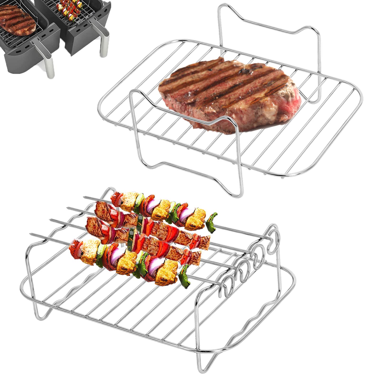 Gekufa 304 Stainless Steel Air Fryer Racks for Ninja Dual AF300UK AF400UK