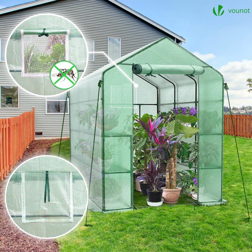 VOUNOT Walk-In Greenhouse with Shelves | Portable Garden Growhouse