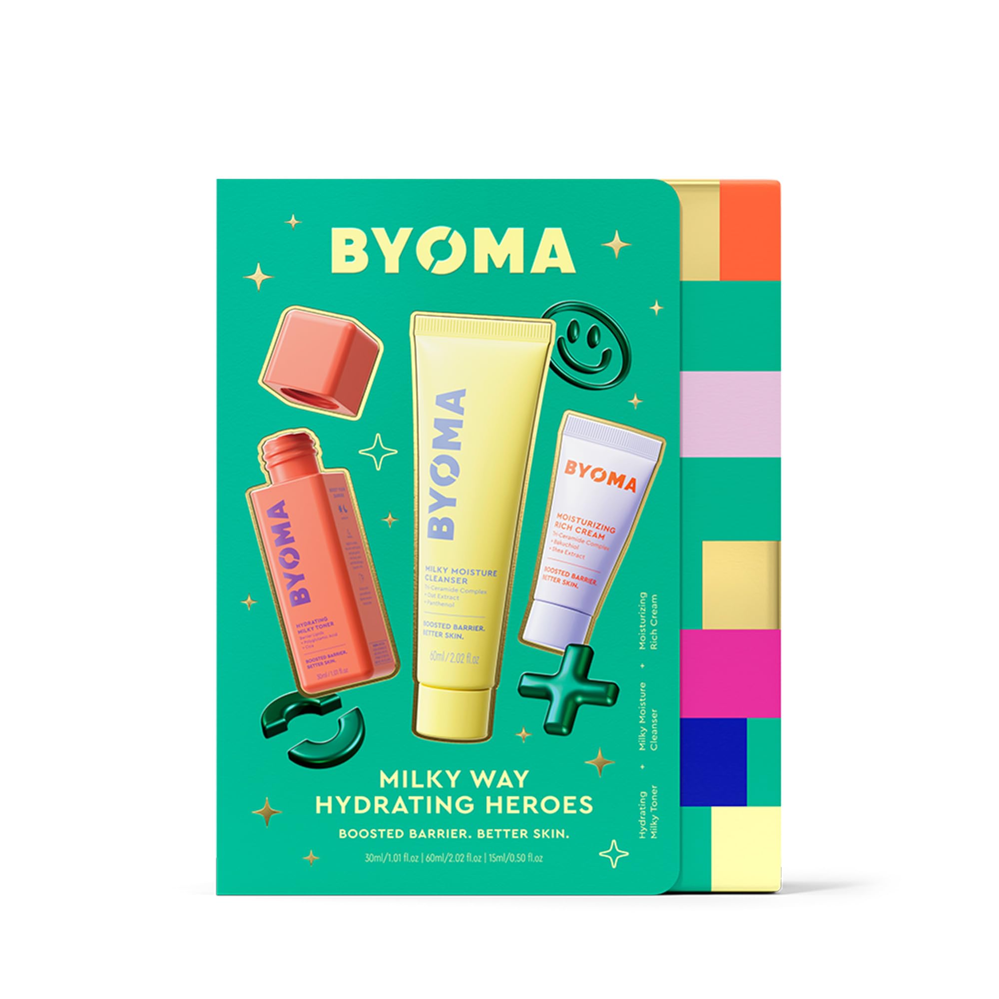 BYOMA Milky Way Hydrating Heroes 3-Piece Skincare Kit for Dry Skin