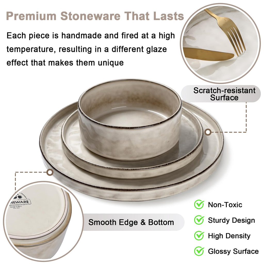 Homikit 18-Piece Stoneware Dinner Set for 6 | Reactive Glaze Dinnerware