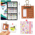 Travel Watercolor Set | 8-Grid Walnut Wood Palette & 18 Colors