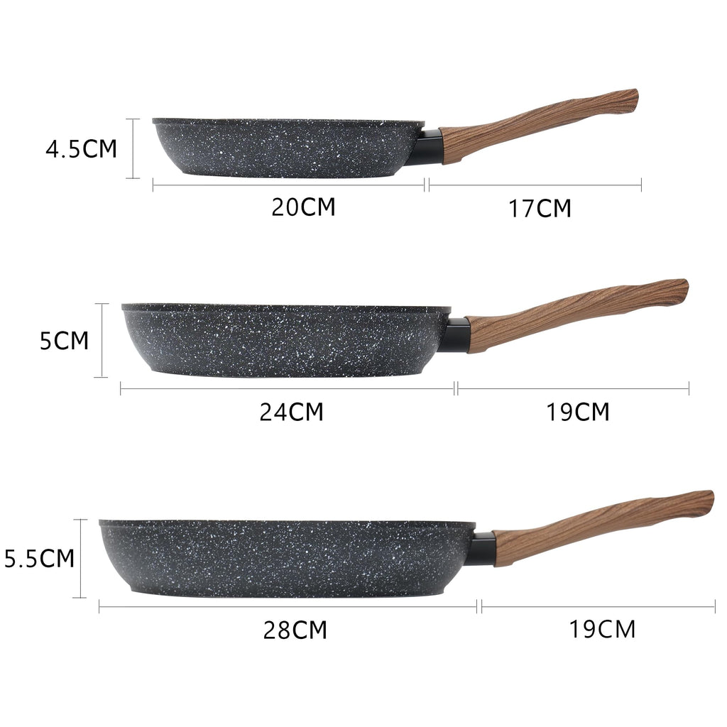 wellhouse 3-Piece Nonstick Frying Pan Set – Granite Skillet Cookware