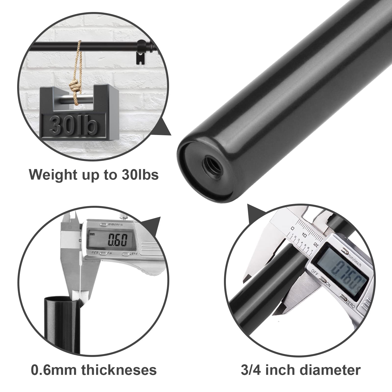 SZXIMU Extendable Curtain Rod | 182-365cm Black Metal Drapery Pole