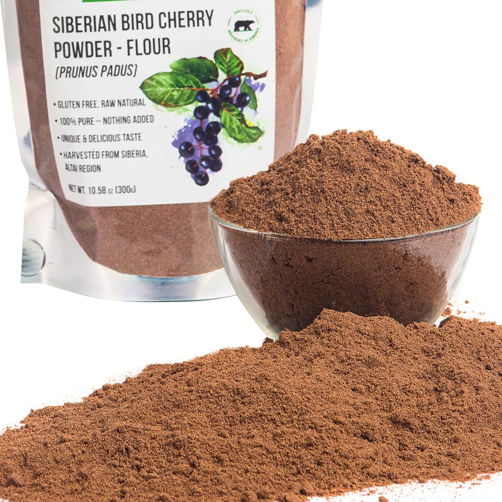 Siberian Green Bird Cherry Flour - Gluten Free Raw Natural Powder, 300g