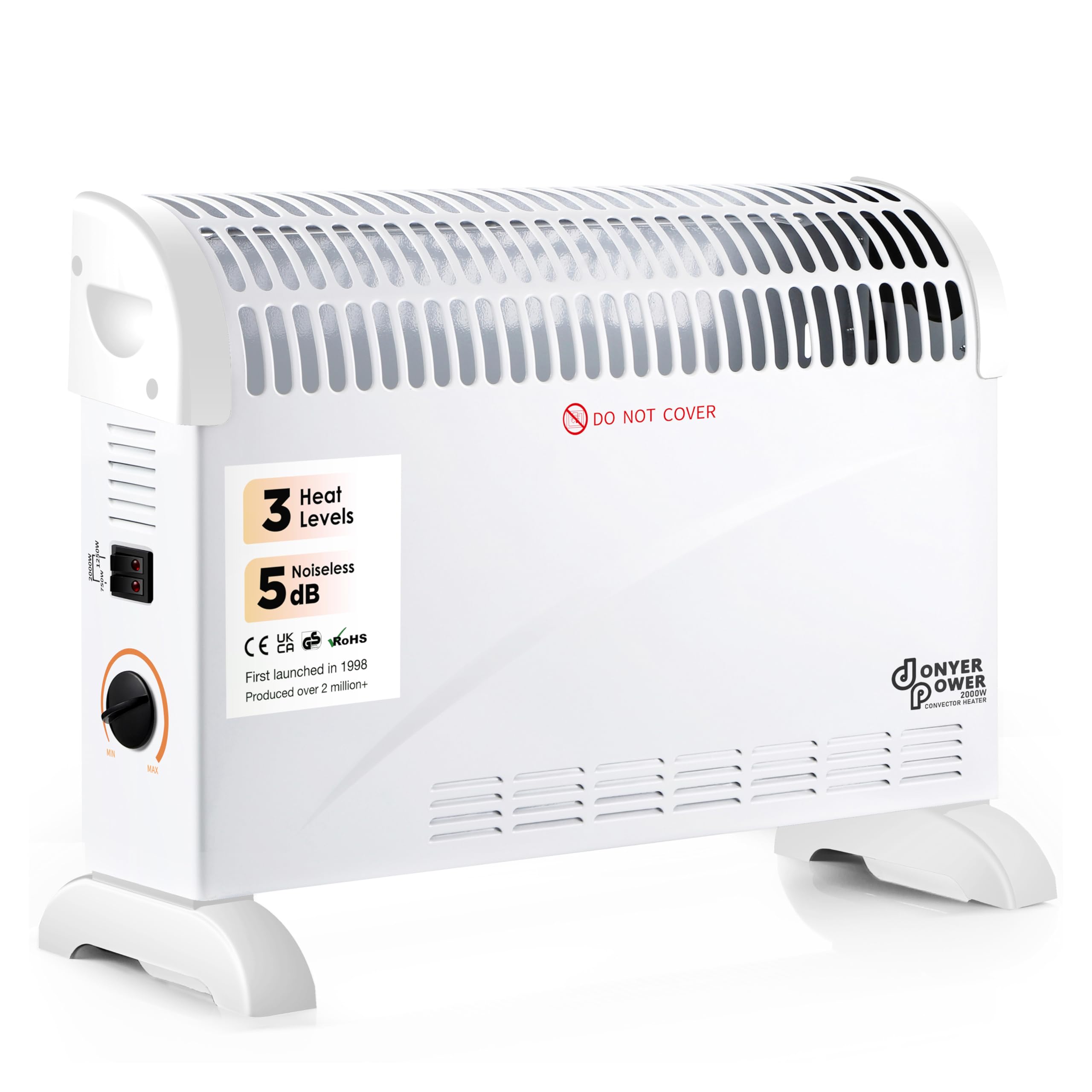 Donyer Power 2000W Convector Radiator Heater with Thermostat - White