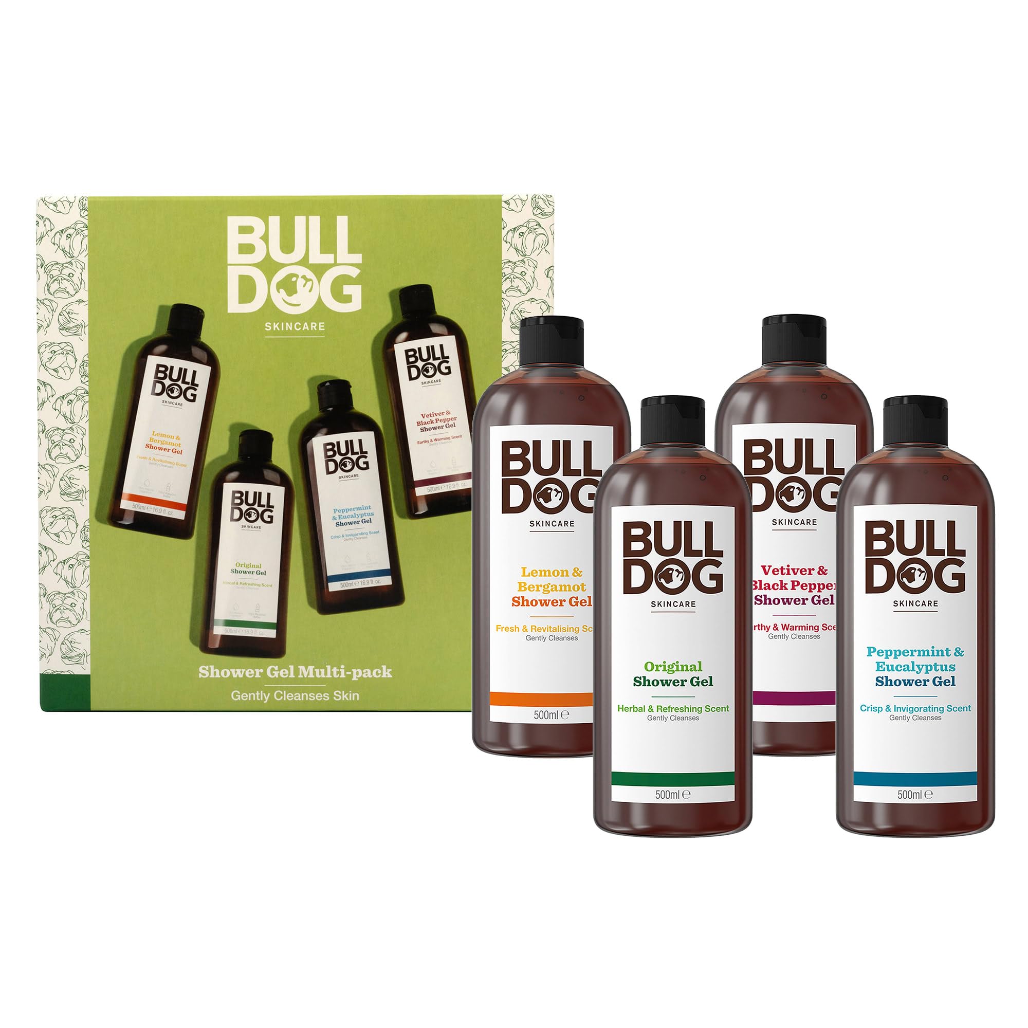 Bulldog Skincare Men's Shower Gel Gift Set | 4 x 500ml Vegan Body Wash