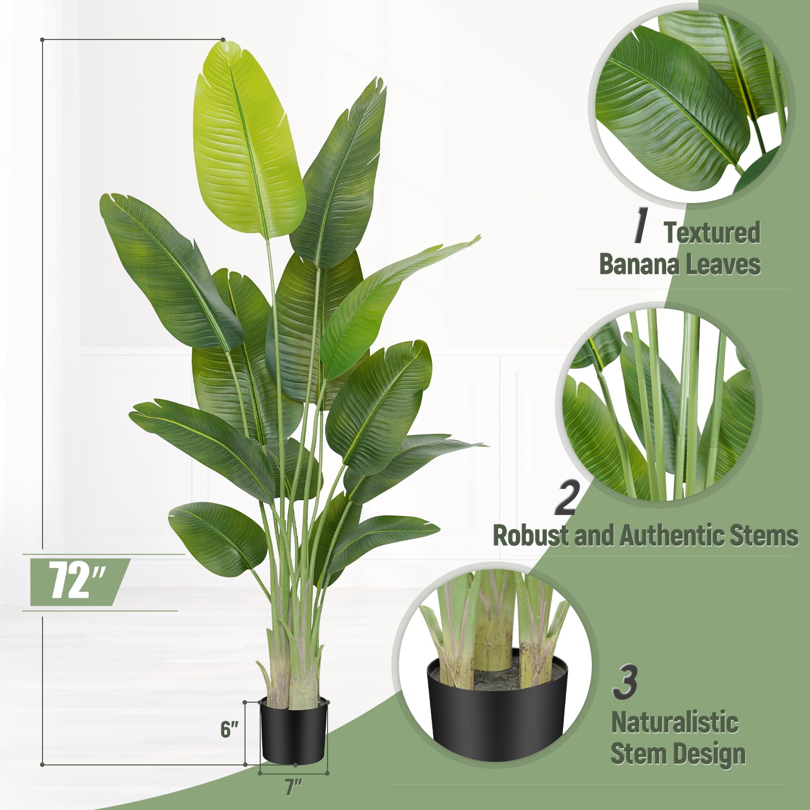 Keeplush 180cm Artificial Bird of Paradise Plant | Faux Banana Tree