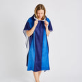 Catherine Lansfield Striped Hooded Towel Poncho | 100% Cotton Blue