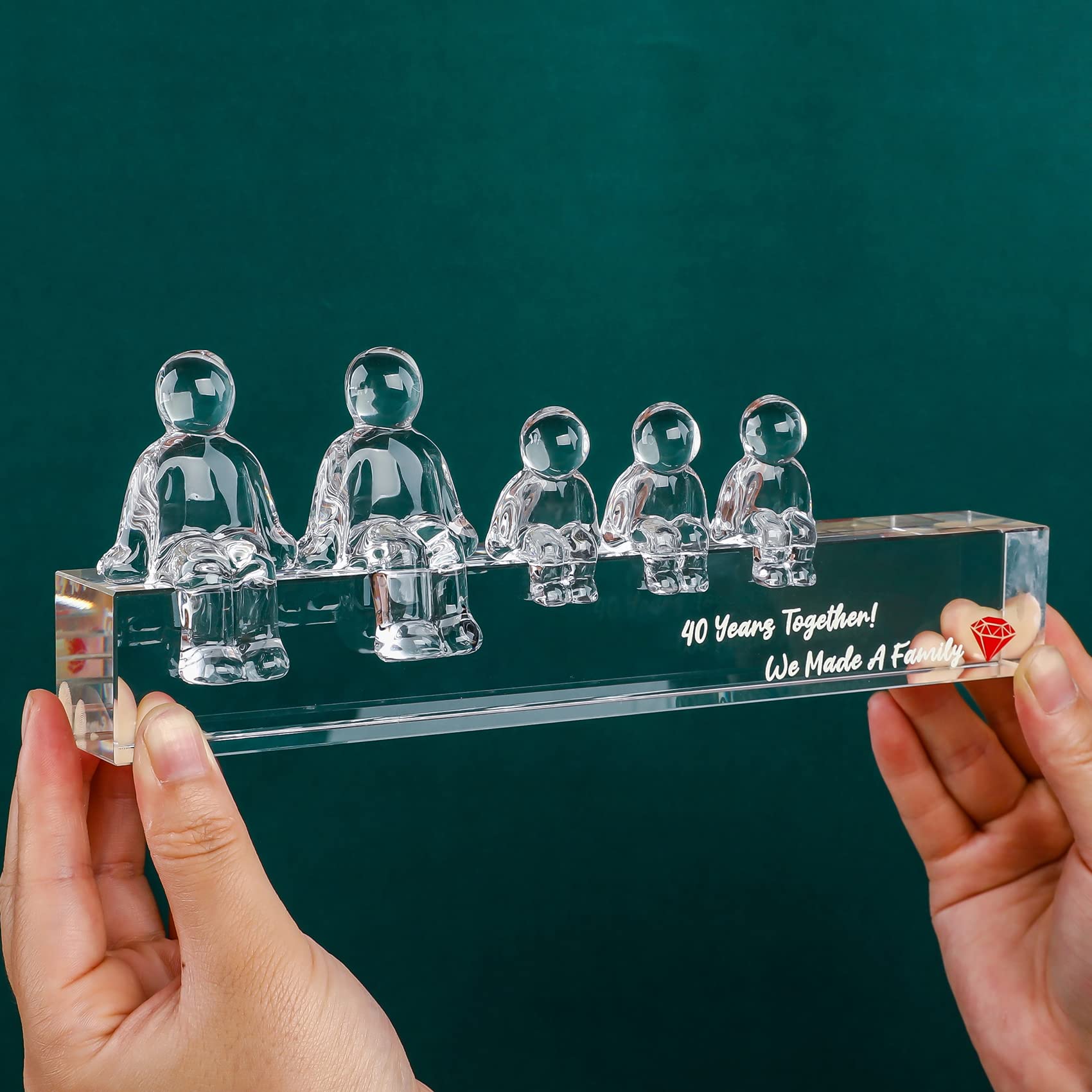 Movdyka 40th Ruby Wedding Anniversary Crystal Family Figurine Gift Set
