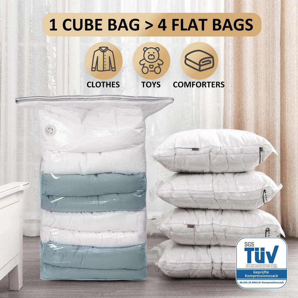 TAILI Extra Large Vacuum Storage Bags Cube, 6 Jumbo80x100x38 CM, Clear