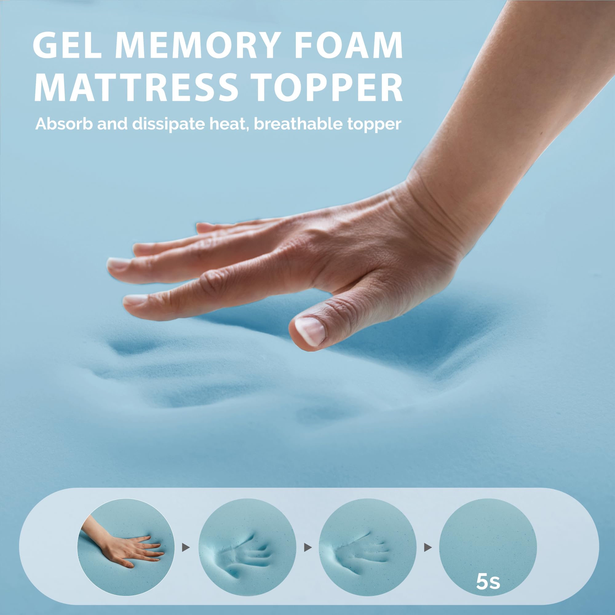 Degrees of Comfort 2 Inch Memory Foam Mattress Topper | Double Bamboo Cover