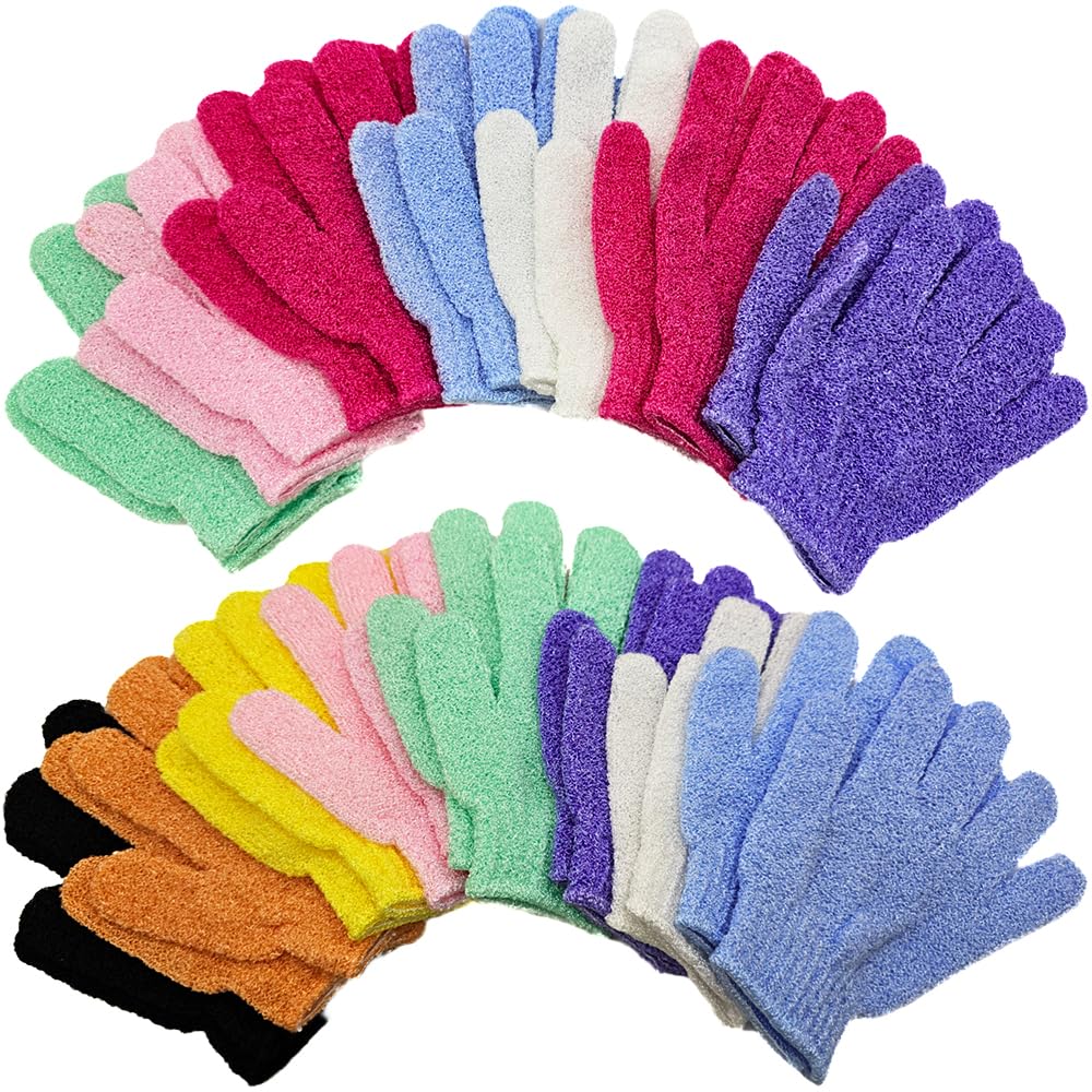 Aisamco Exfoliating Gloves - 15 Pairs Nylon Body Scrubber Shower Mitts