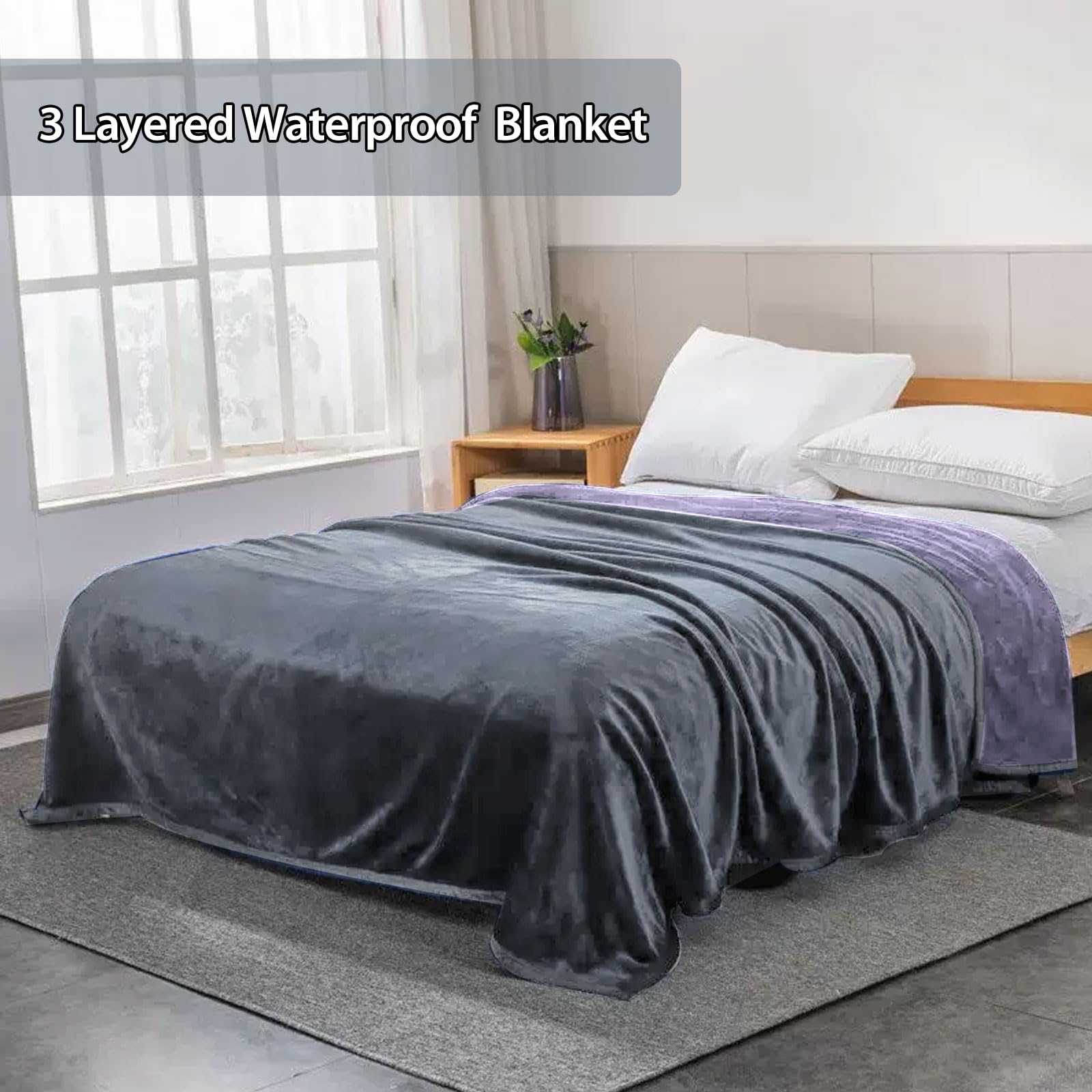 YISURE Waterproof Reversible Blanket – 80x60 Flannel Bed & Sofa Cover