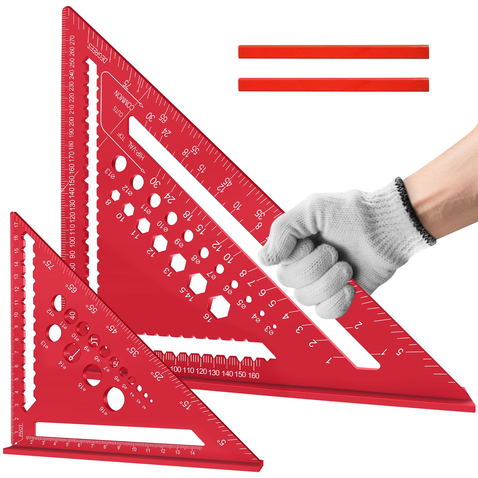 Flintronic 2-Piece Speed Square Set | 7 & 12 Inch Aluminum Alloy Rulers
