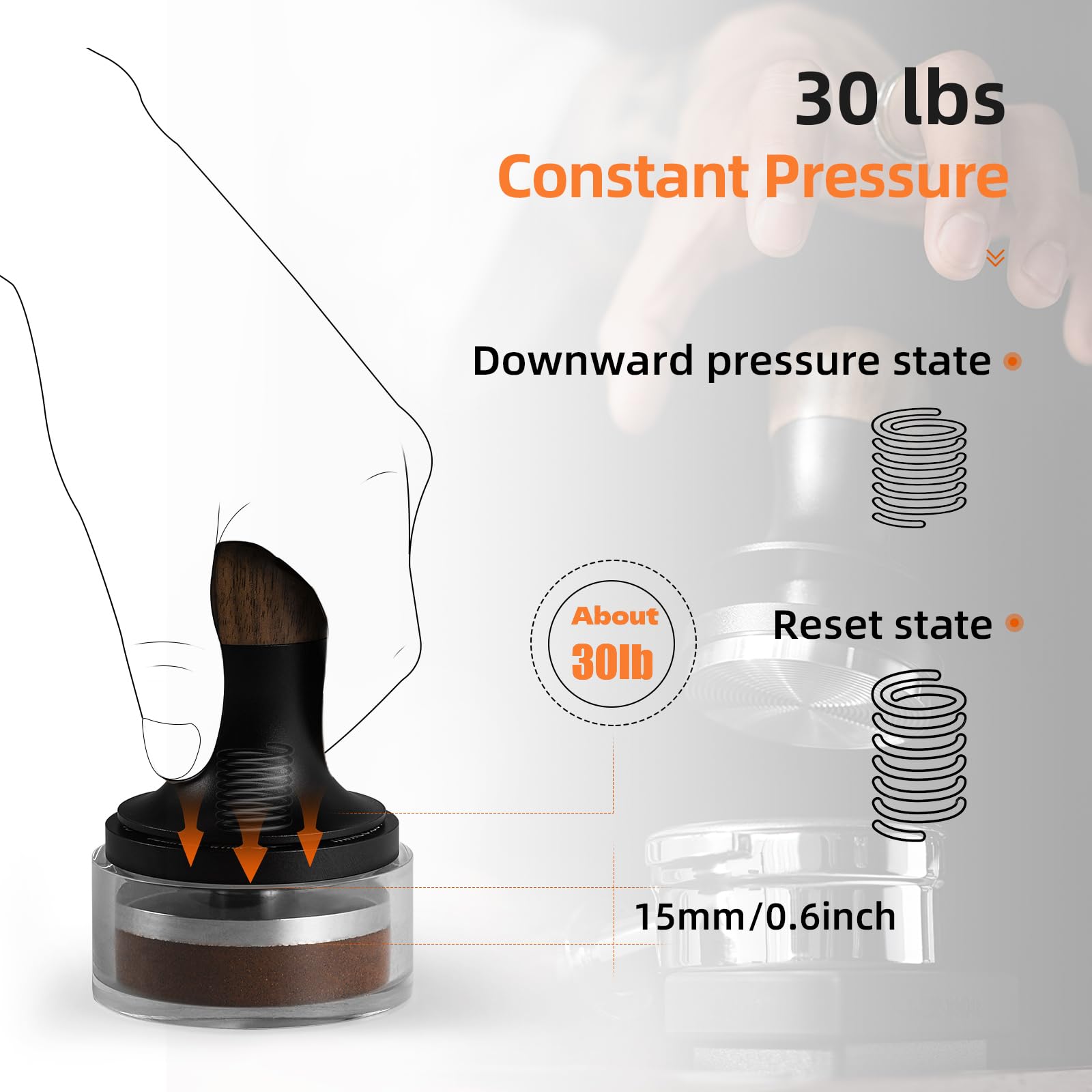 MHW-3BOMBER 51mm Calibrated Espresso Tamper | 30lb Spring Loaded Tool