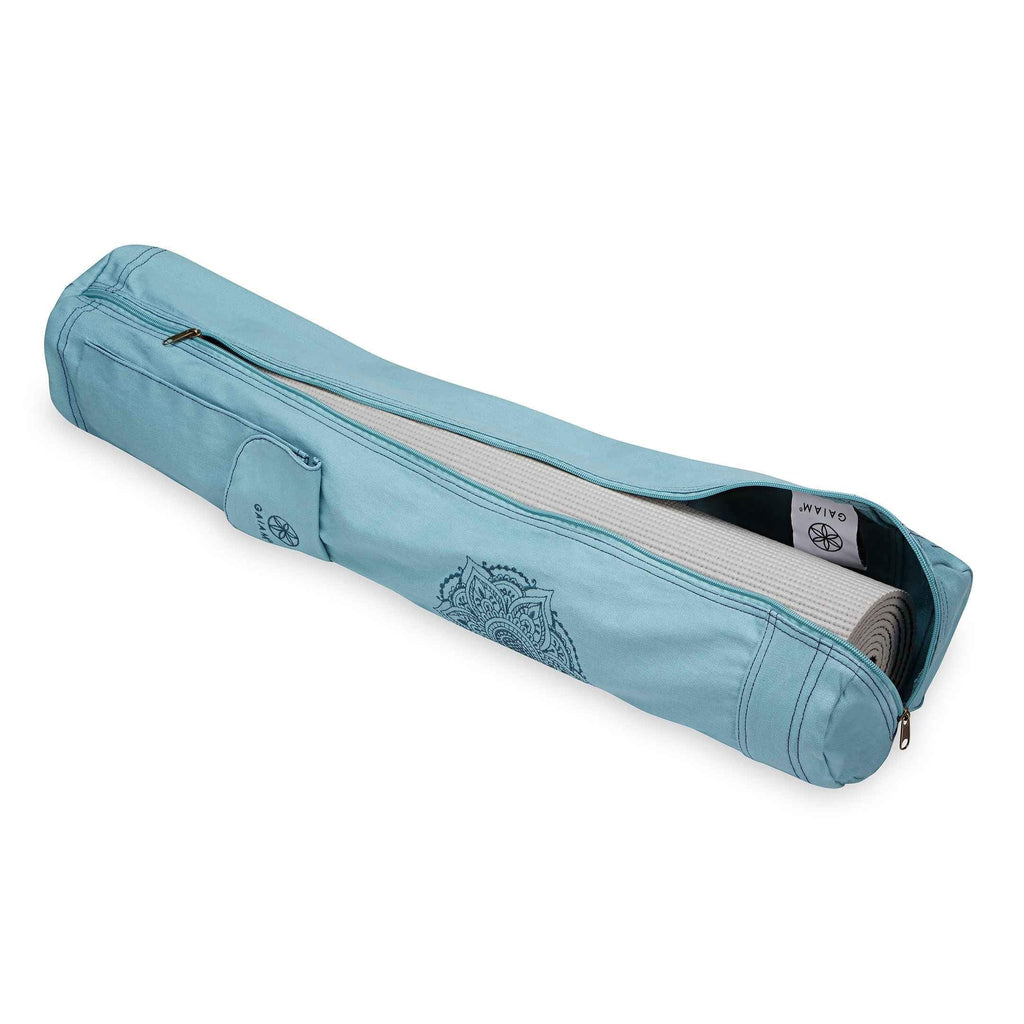 Gaiam Cargo Yoga Mat Bag – Embroidered Canvas Carrier with Storage Pocket