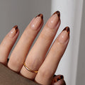 BTArtbox Short Almond Press On Nails – 32 Pcs French Tip Soft Gel Kit