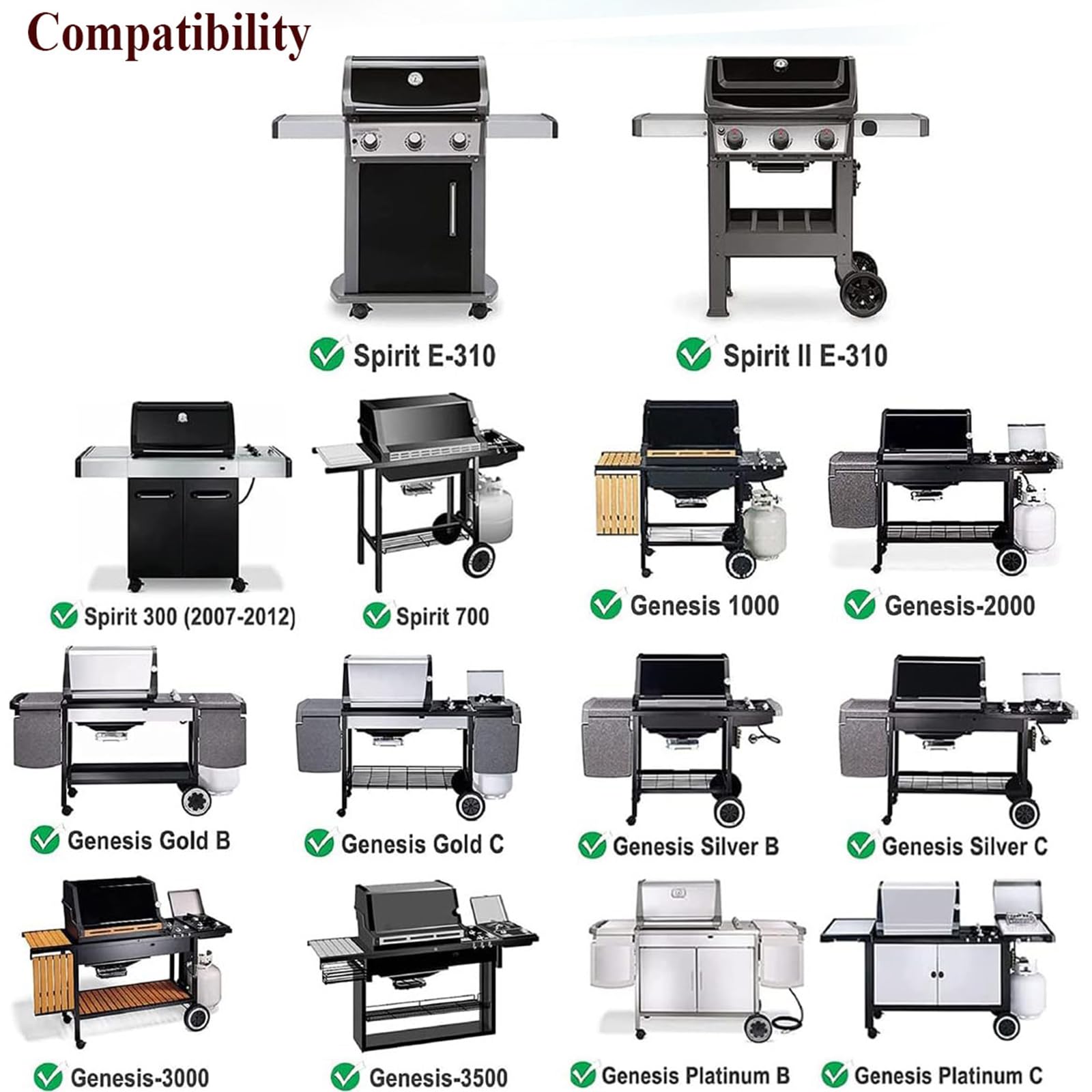 GFTIME Stainless Steel Cooking Grates for Weber Spirit 300 & Genesis B/C