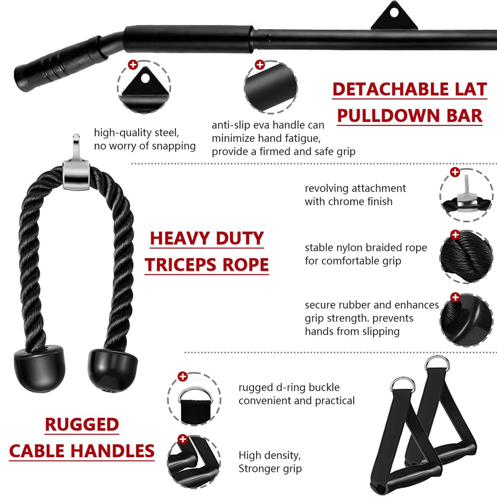 Favuit Cable Pulley System – Home Gym LAT Pull Down Machine Attachment