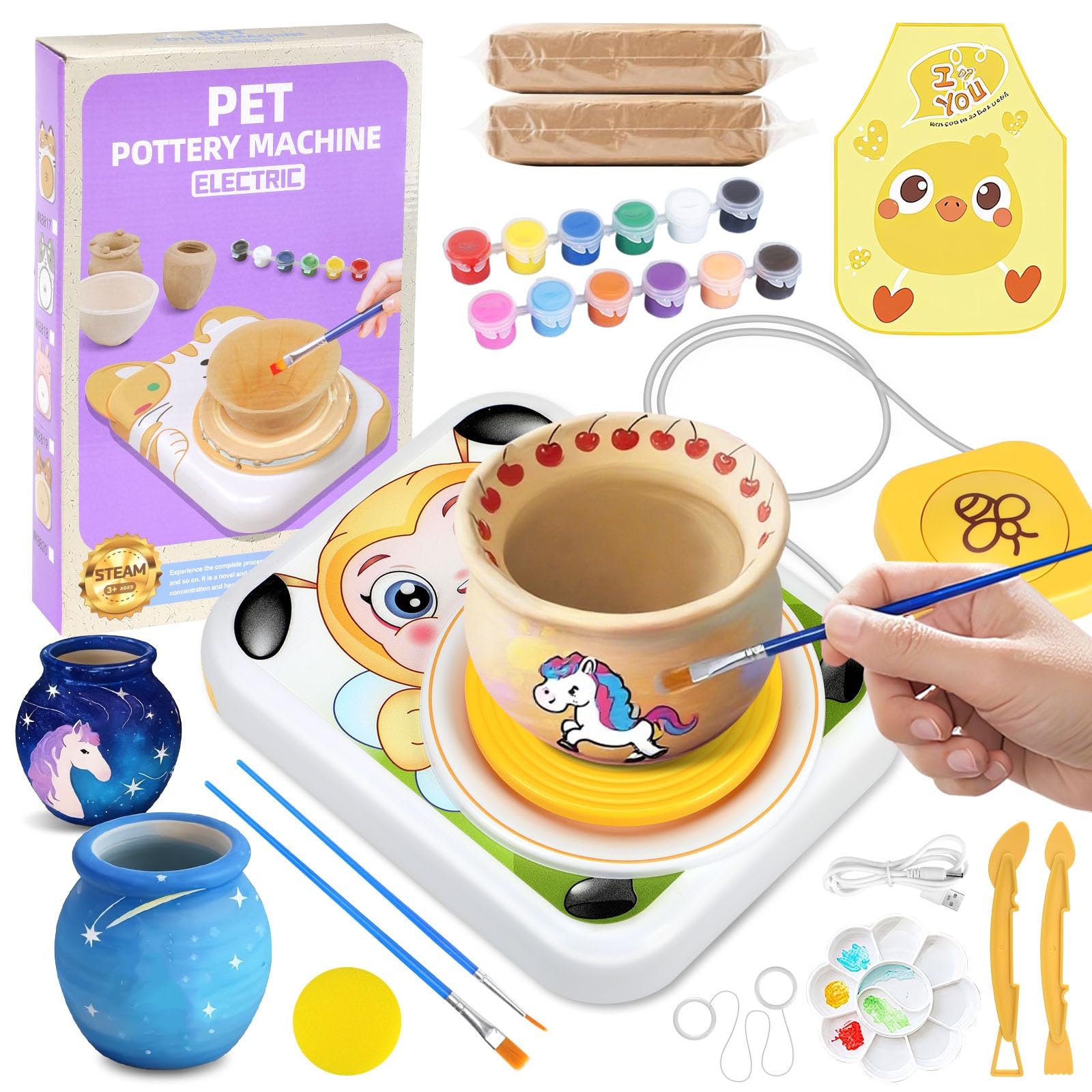 Fizzyo Pottery Wheel for Kids | Arts & Crafts Kit with Air Dry Clay