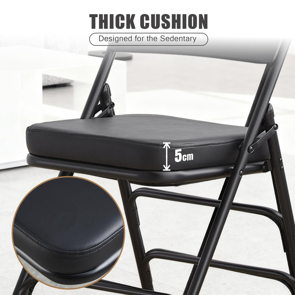 CHAIRABLE Padded Folding Chairs with Thick Cushion, 2 Pack Black - image 5