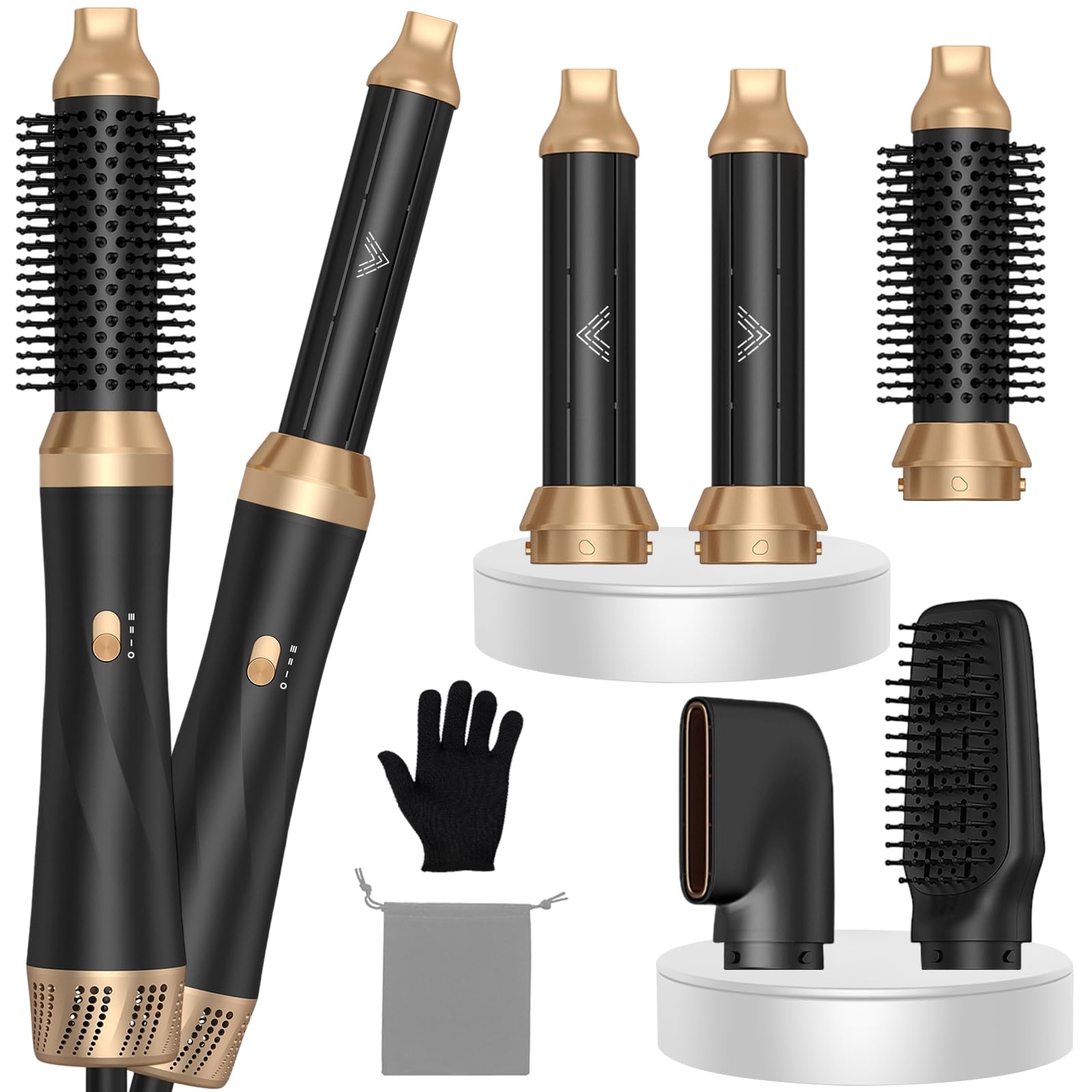 Jolof Store 5-in-1 Hot Air Styler – Ionic Hair Dryer and Curler Set, Black