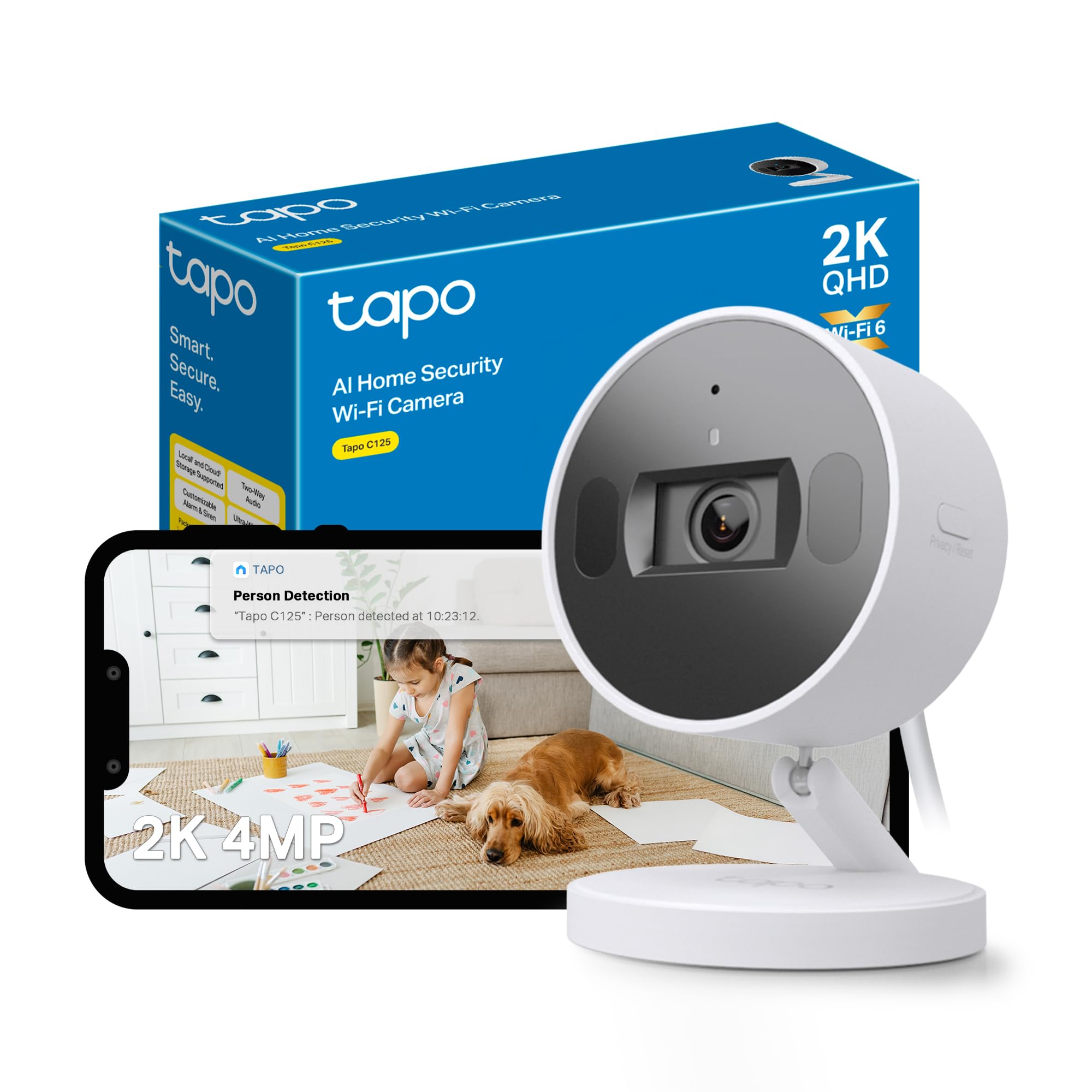 Tapo C125 2K QHD Indoor Security Camera with Physical Privacy Shutter