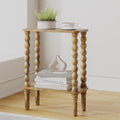 JERX 2-Tier Wooden Side Table – Narrow Nightstand with Solid Wood Legs