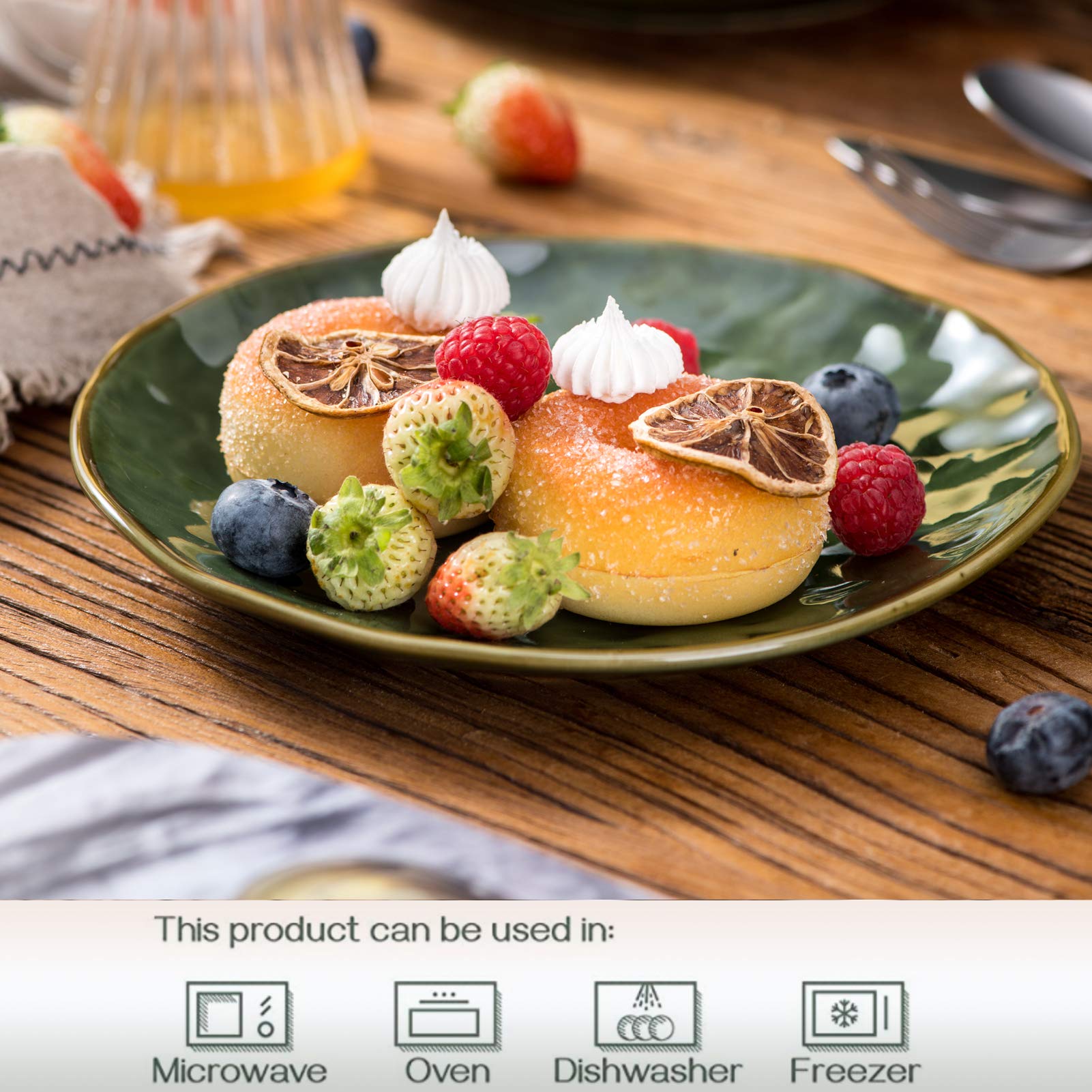 Jolof Store 8-Inch Ceramic Dessert Plates | Set of 6 Fluted Porcelain