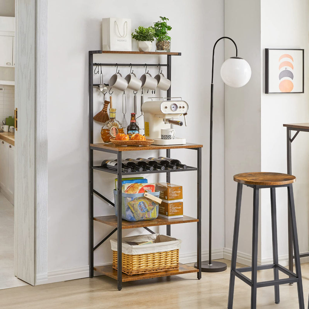 YMYNY Industrial Kitchen Baker's Rack – 4-Tier Microwave Stand & Coffee Bar