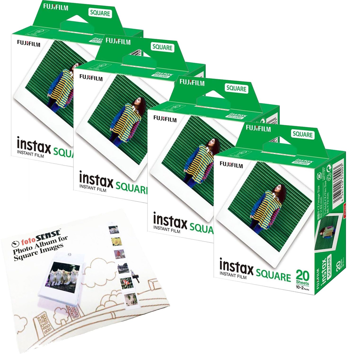 Fujifilm Instax Square Instant Film Bundle - 80 Shots with Wall Album