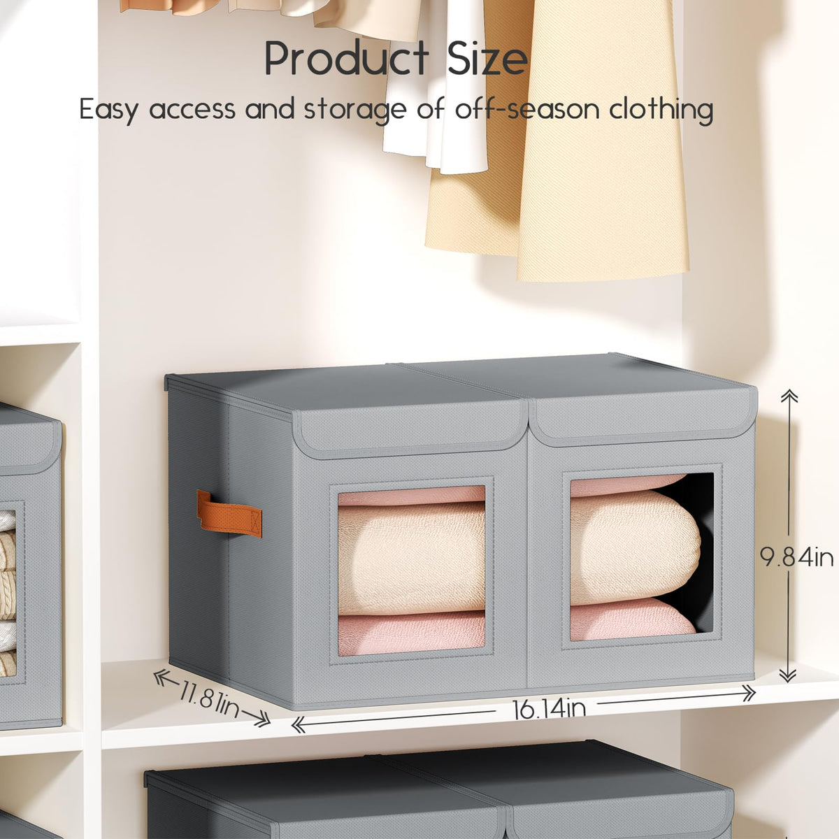 Homsorout 2 Pack Foldable Storage Boxes with Lids & Divider Board 31L Grey - image 4