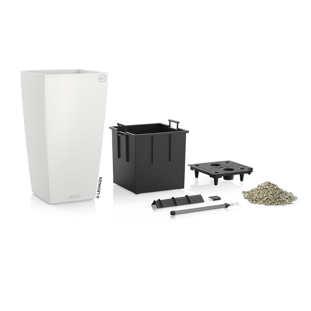 Lechuza CUBICO Color 22 Self-Watering Planter | White Plastic Pot