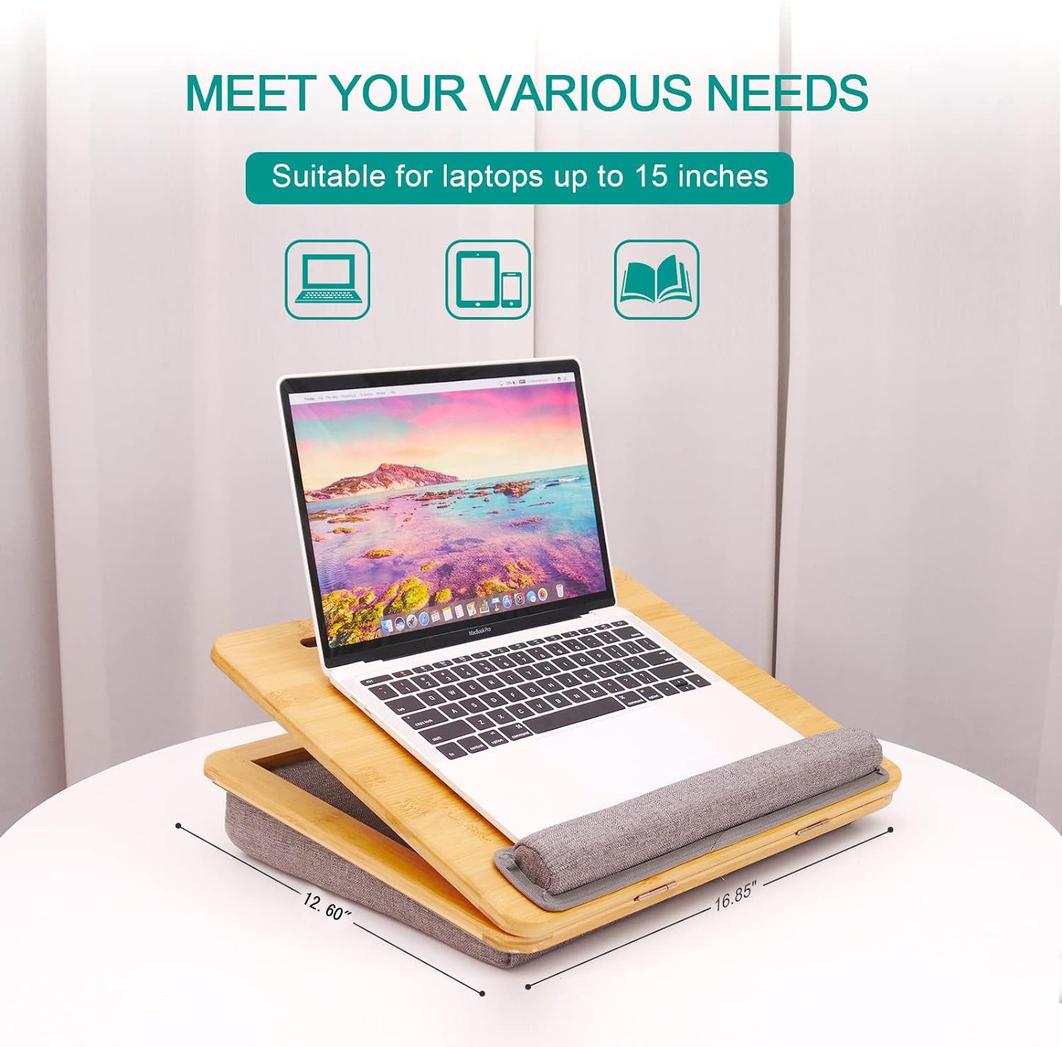 Jolof Store Bamboo Lap Desk – Adjustable Ergonomic Laptop Tray with Cushion