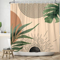 Boho Shower Curtain – Abstract Green Leaves Waterproof Polyester